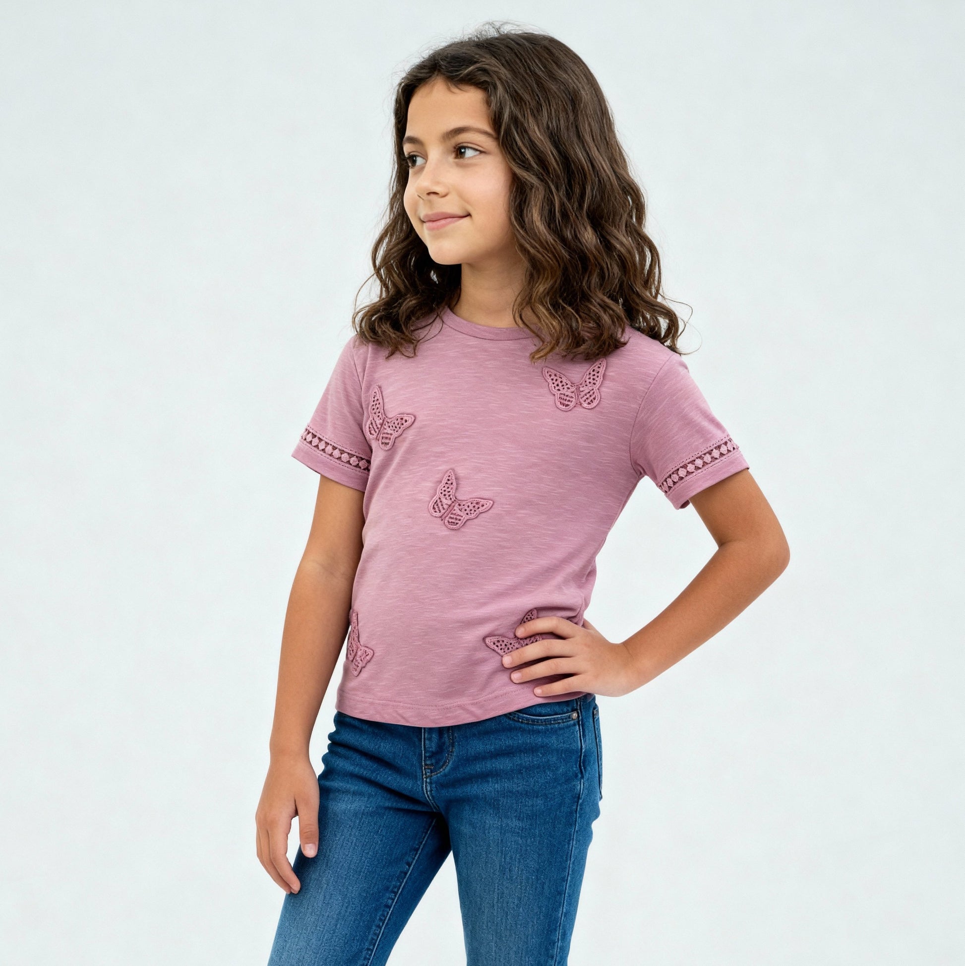 Girls Cotton Crew Neck T-Shirt