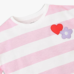 Girls Cotton Striped Weekend T-Shirt