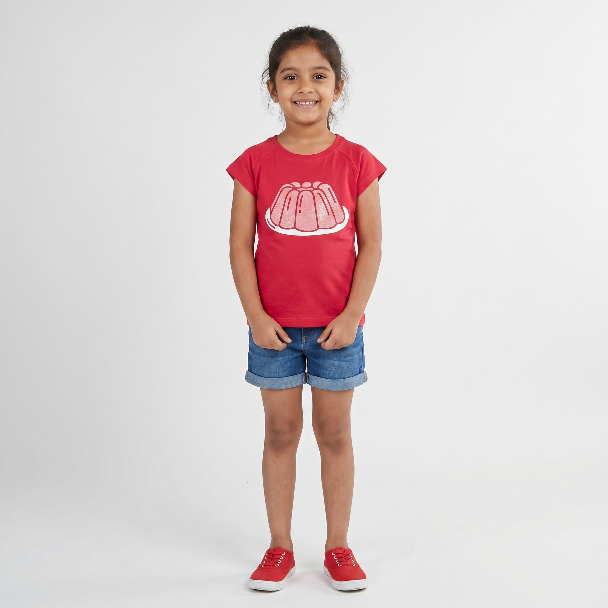 Girls Cotton Embellished T-Shirt