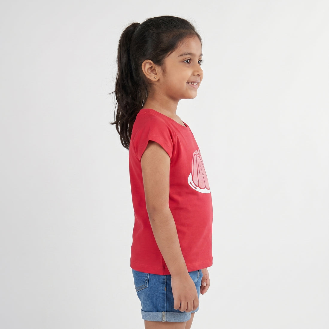 Girls Cotton Embellished T-Shirt