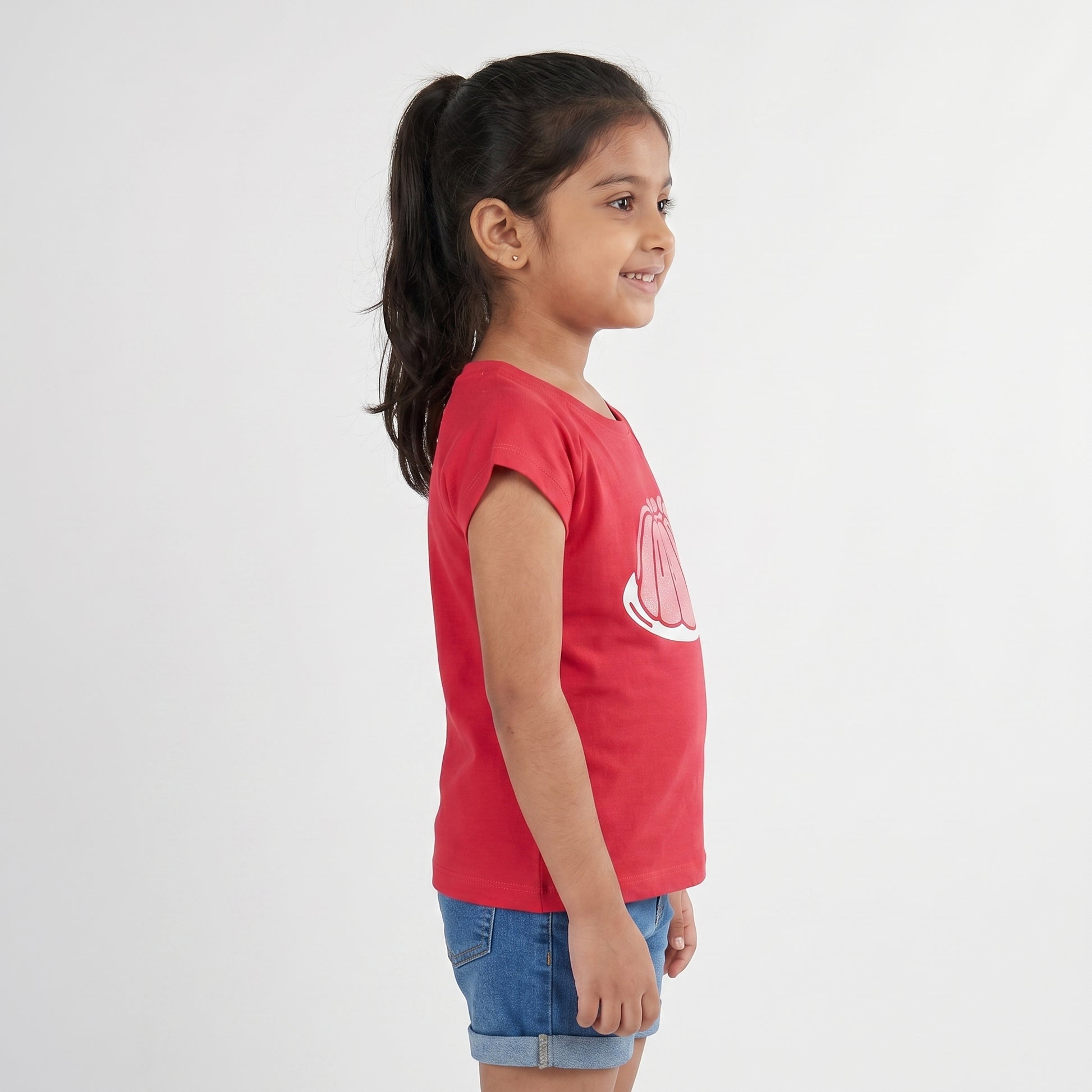 Girls Cotton Embellished T-Shirt