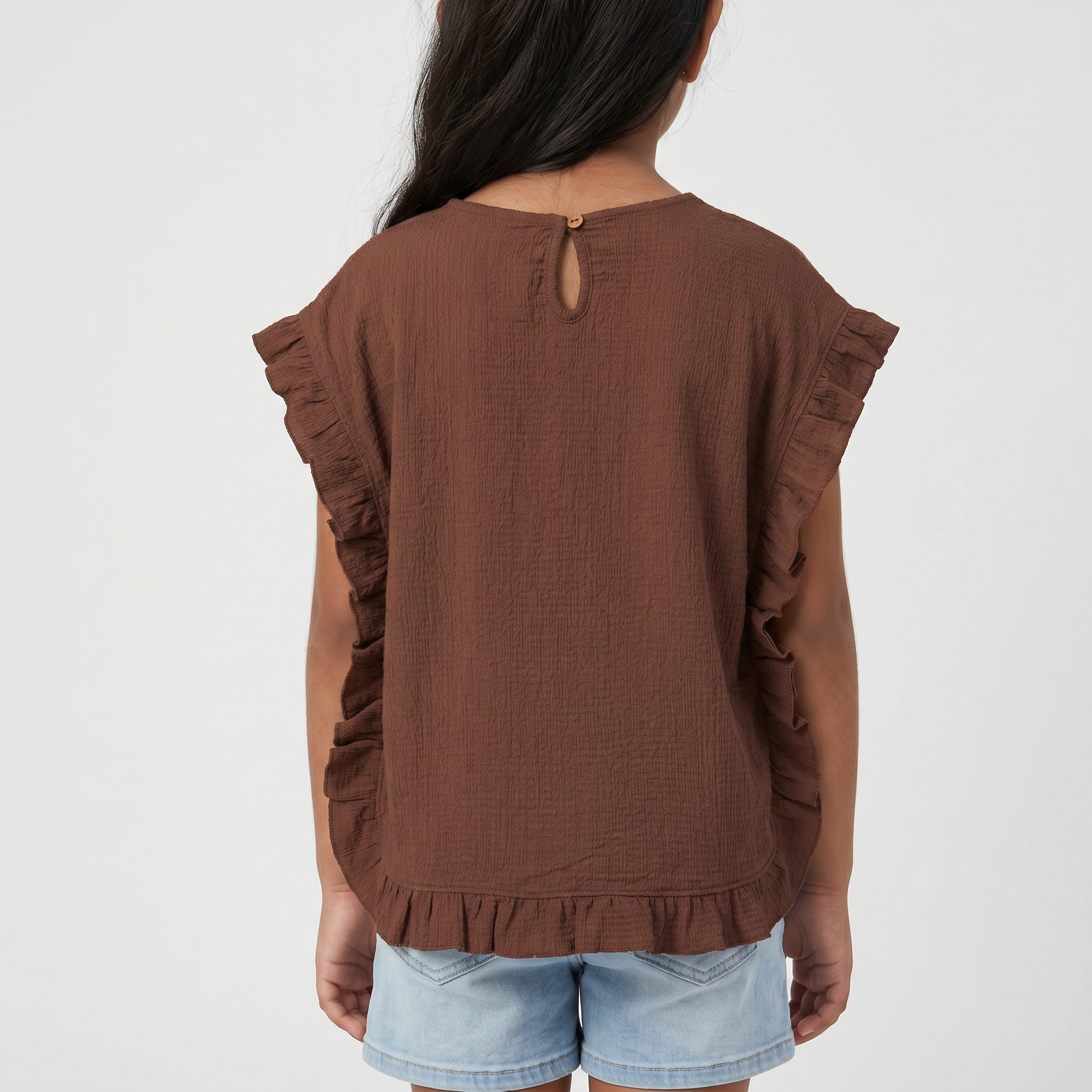 Girls Coastal Boho T-Shirt with Crochet