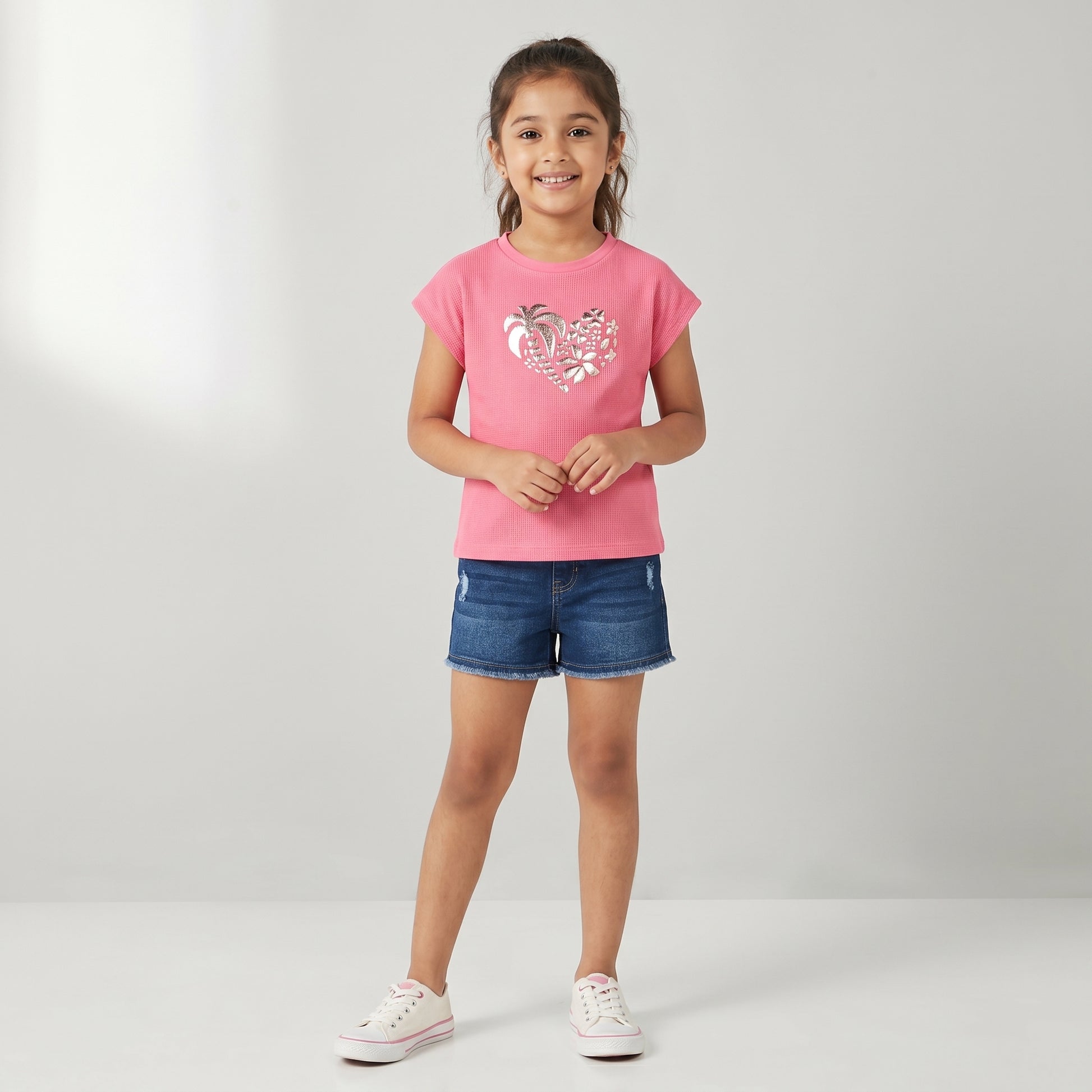 Girls Cotton Embellished T-Shirt