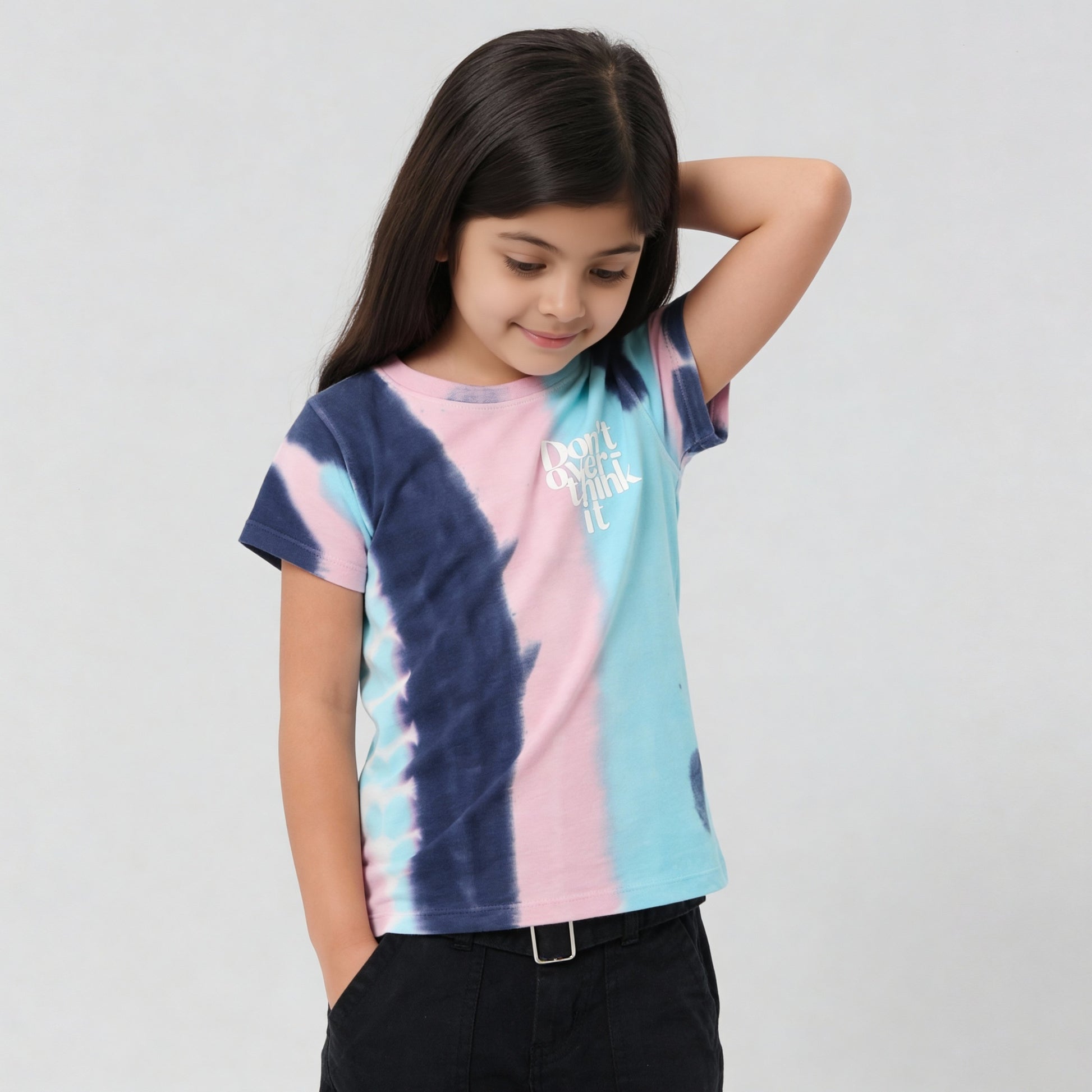 Girls Cotton Tie - Dye Cartoon Cowboy T-Shirt