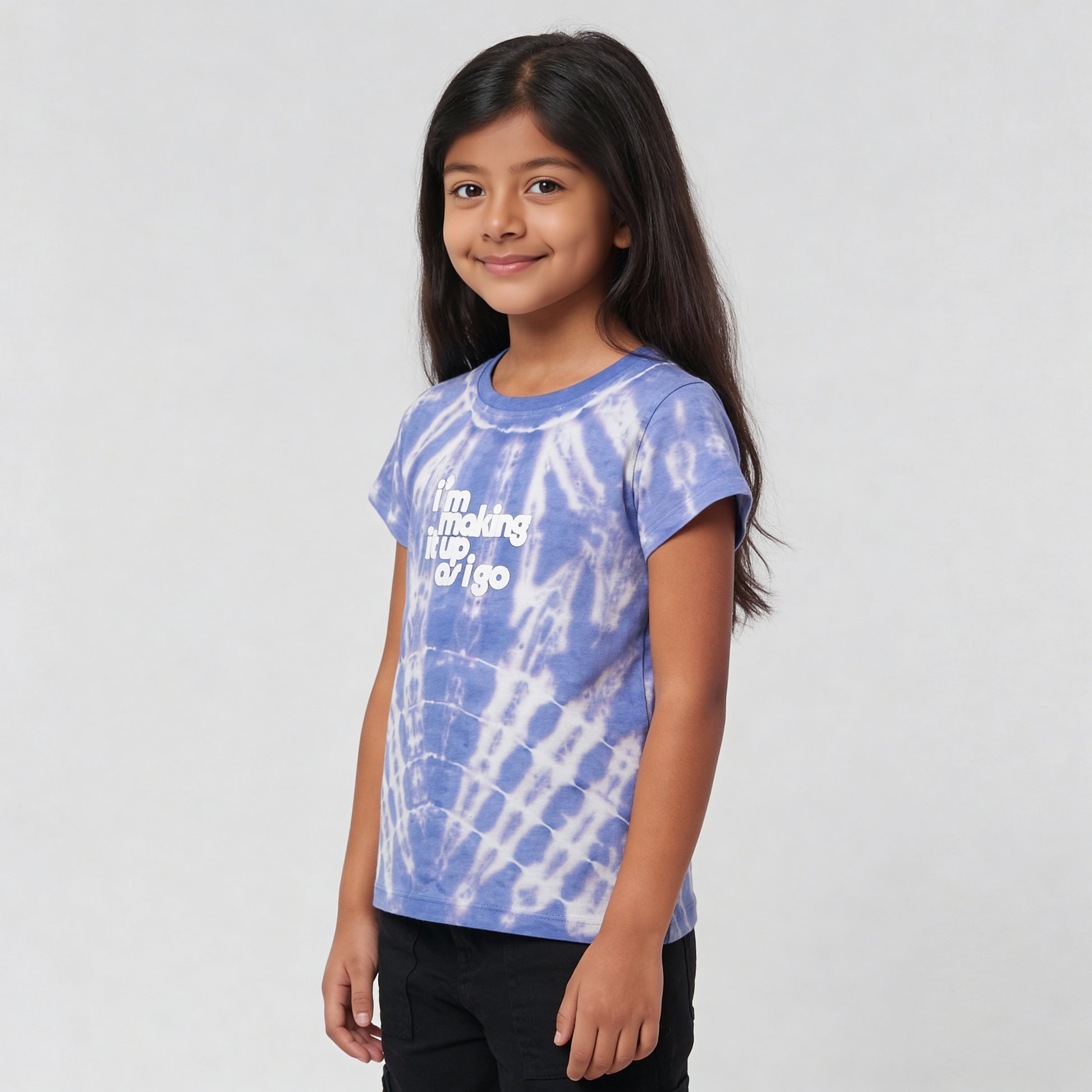 Girls Cotton Tie - Dye Pop Petals T-Shirt