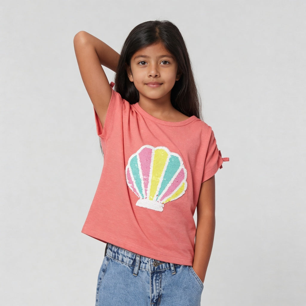 Girls Embellished Crew Neck T-Shirt