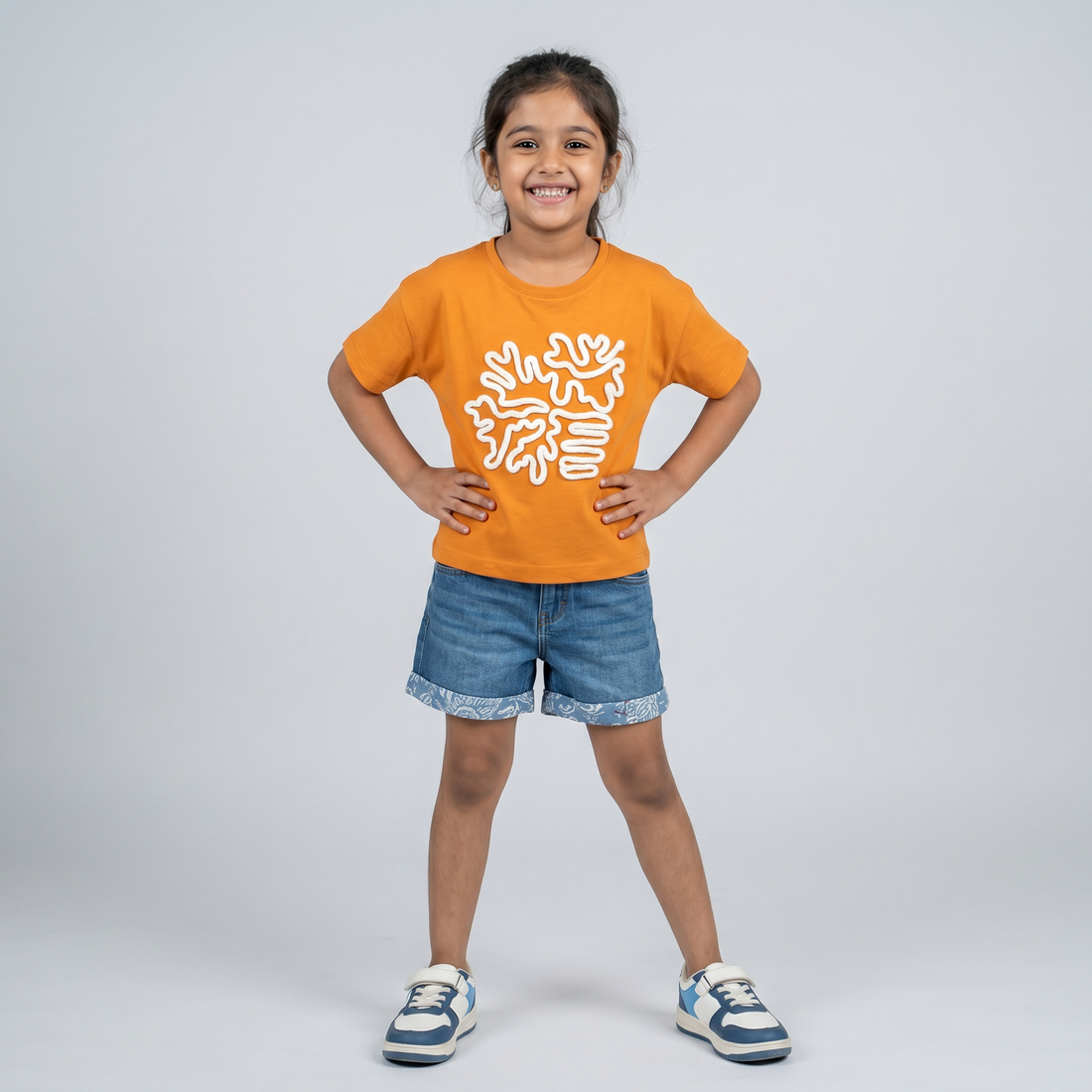 Girls Cotton Embroidered T-Shirt
