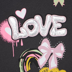Girls Cotton Printed Crew Neck Boxy T-Shirt