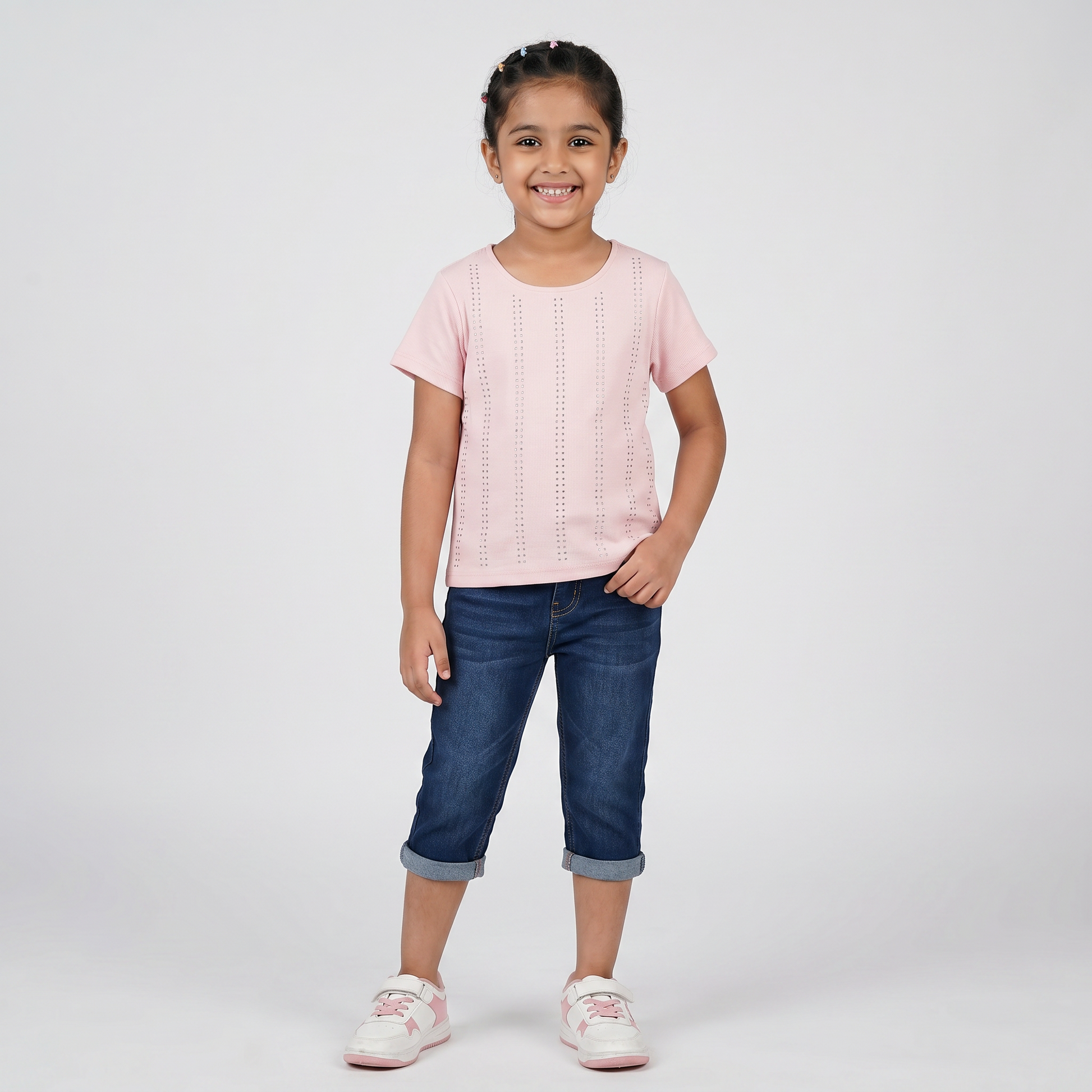 Girls Embellished Crew Neck T-Shirt