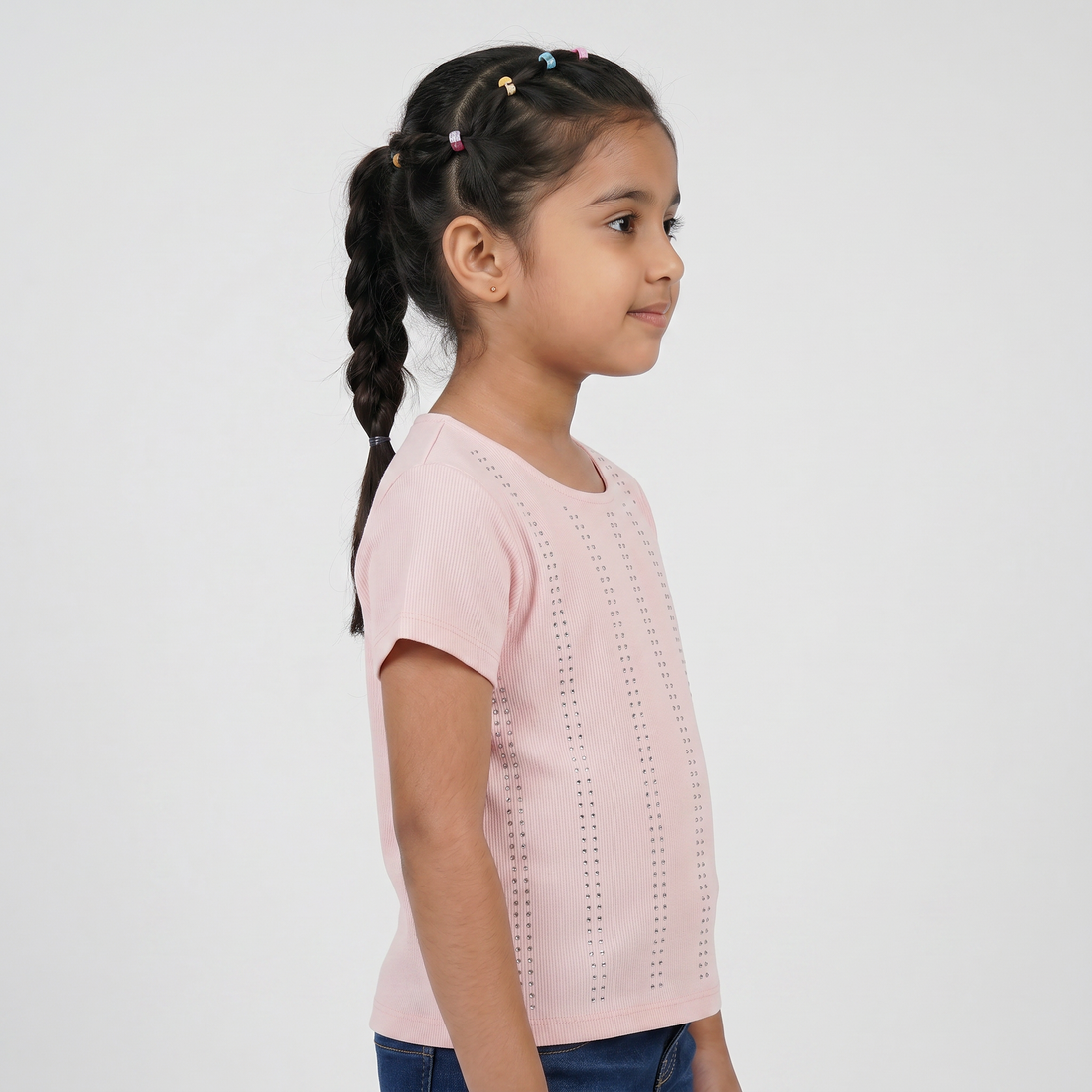 Girls Embellished Crew Neck T-Shirt