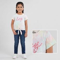 Girls Cotton Embellished Crew Neck T-Shirt