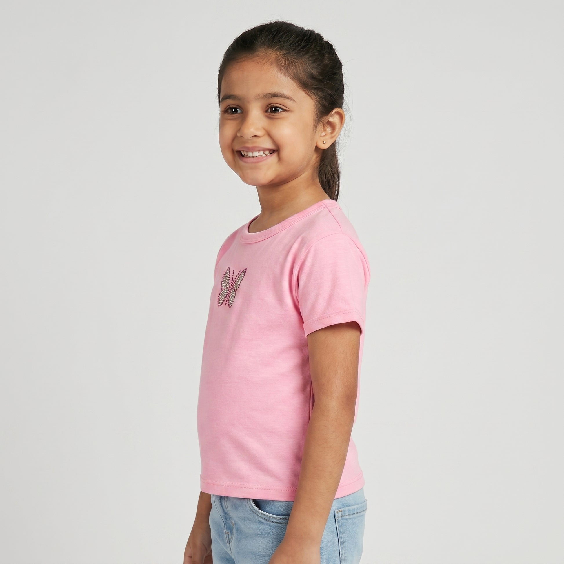 Girls Cotton Crew Neck T-Shirt