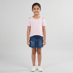 Girls Cotton Printed Crew Neck T-Shirt