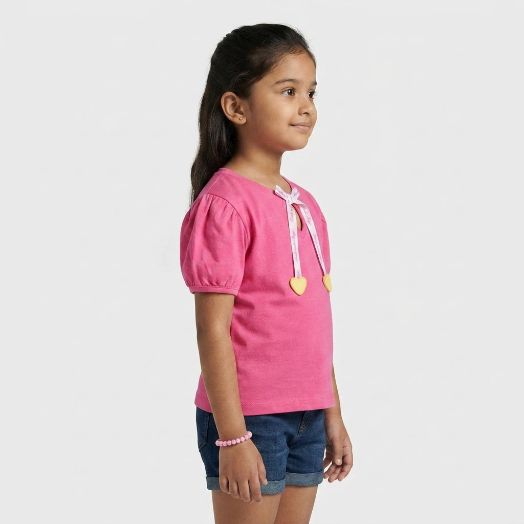 Girls Cotton Solid T-Shirt