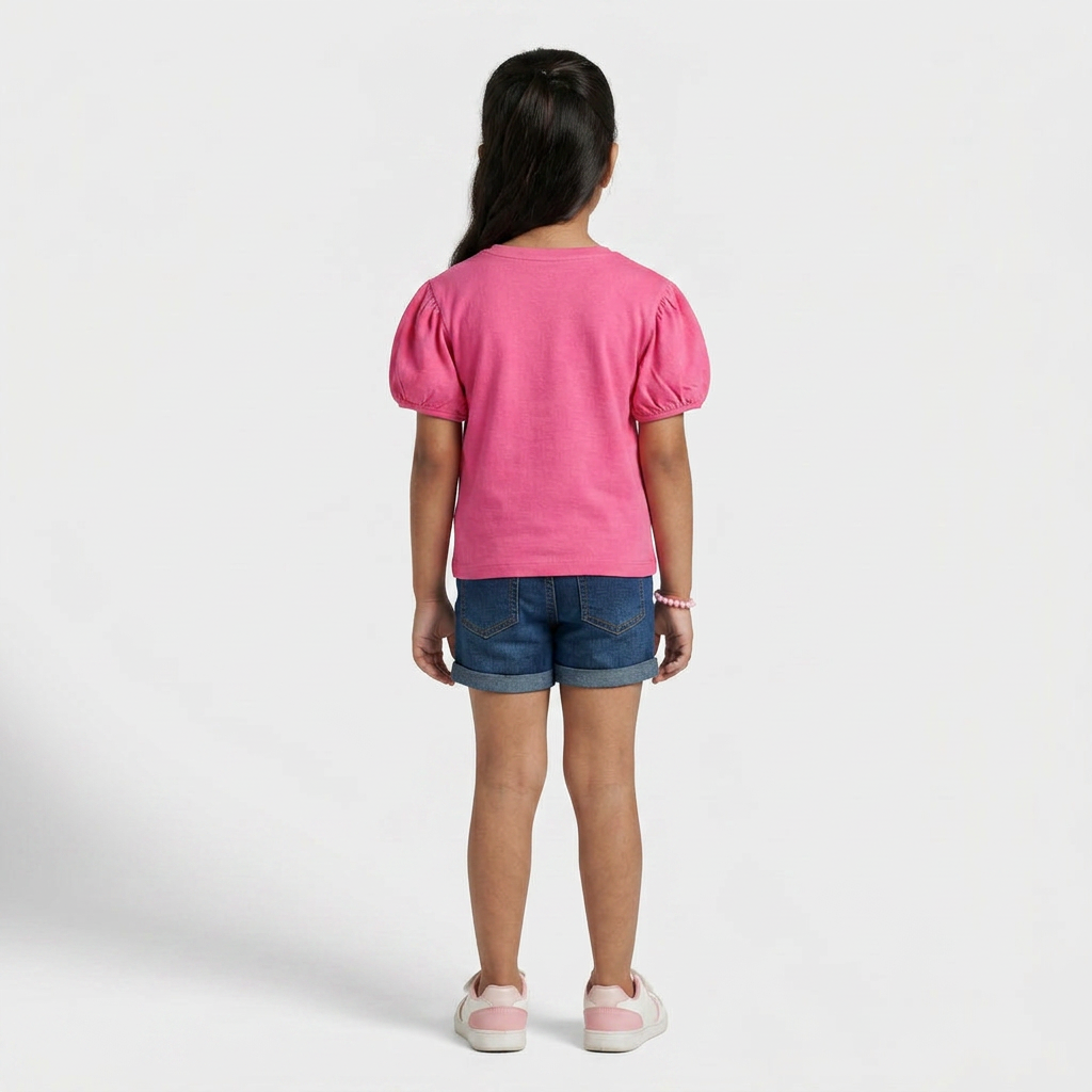 Girls Cotton Solid T-Shirt