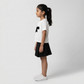 Girls Crew Neck Half 3D Bow Crinkle T-Shirt