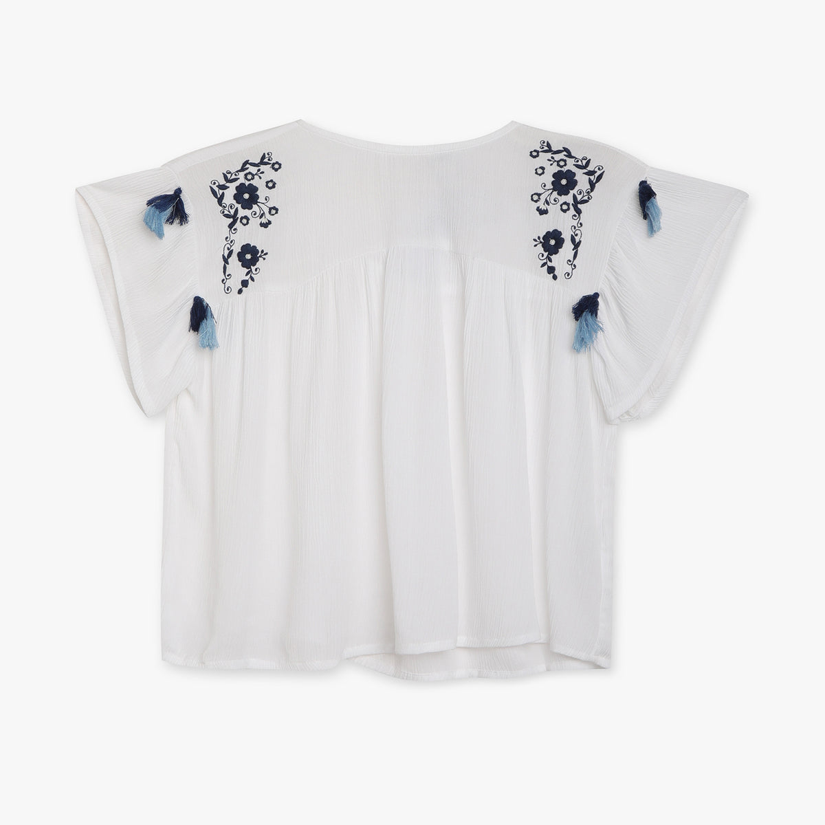 Girls Flare Fit Embroidered Round Neck Top
