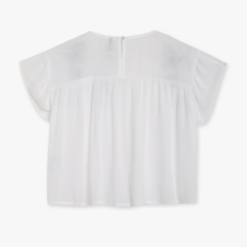 Girls Flare Fit Embroidered Round Neck Top