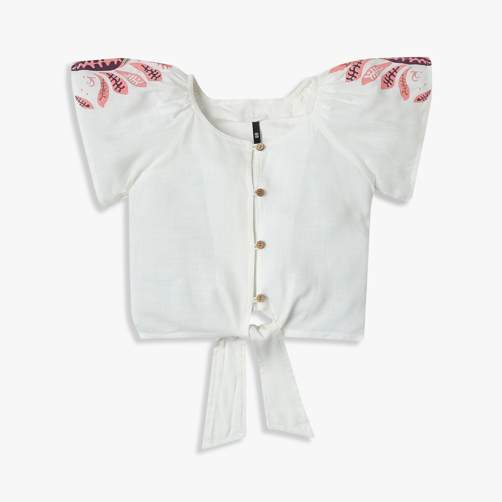 Girls Printed A-Line Tie-Up Top