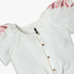 Girls Printed A-Line Tie-Up Top