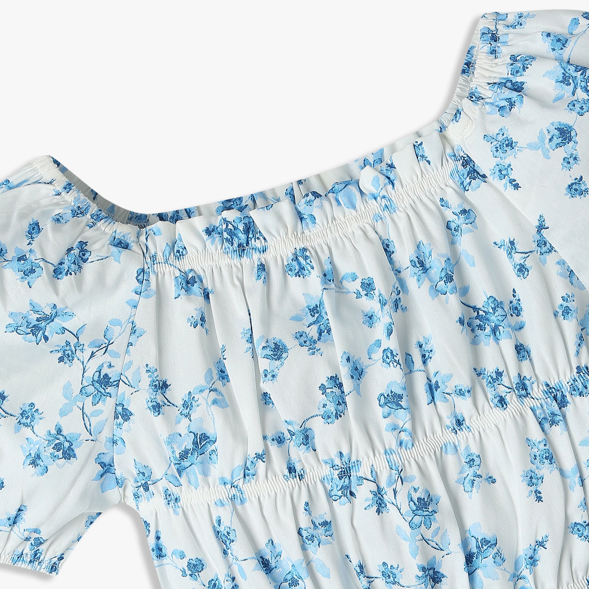 Girls Printed Square Neck Woven Top