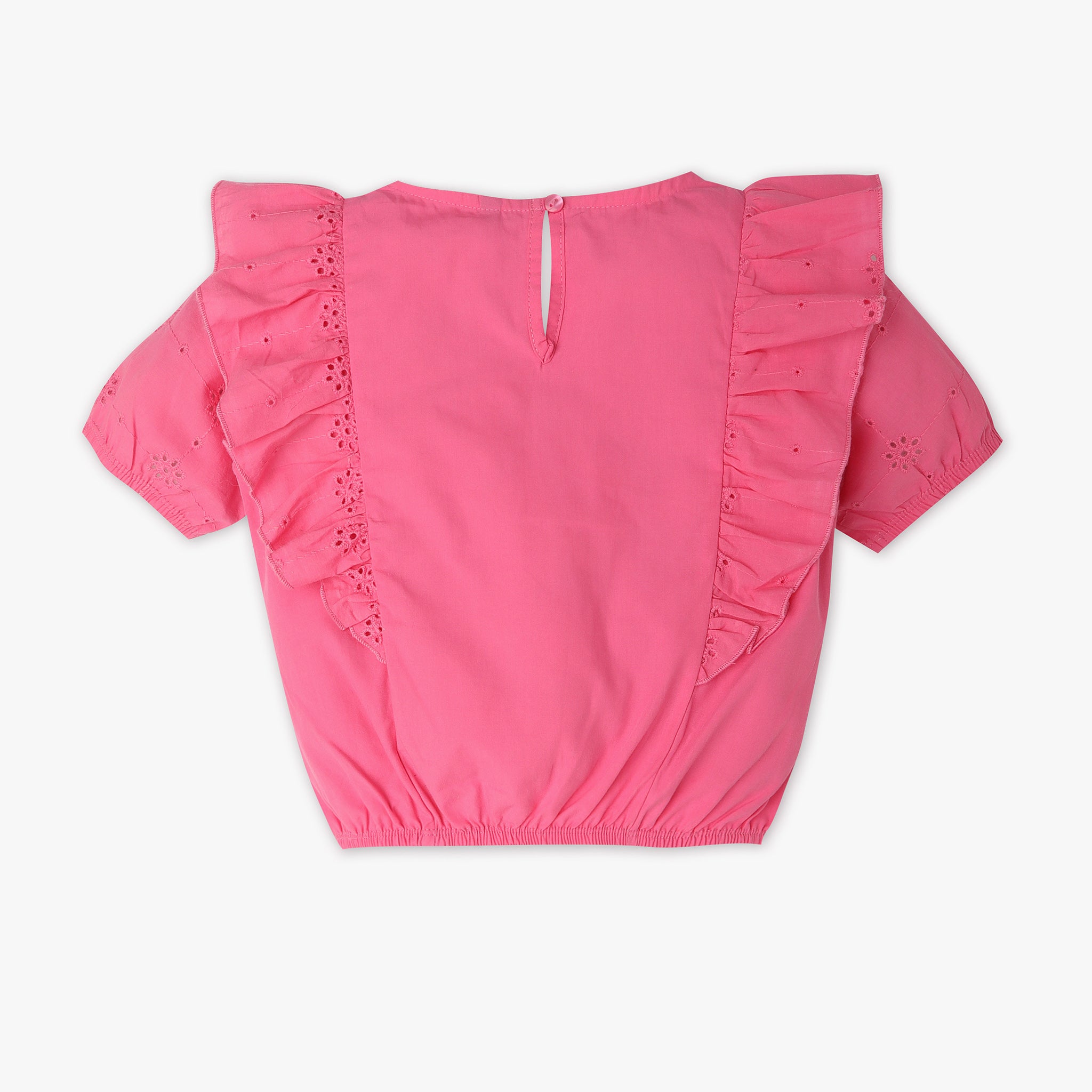 Girls Regular Fit Solid Round Neck Top