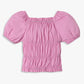 Girls Solid Ruched Square Neck Top