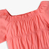 Girls Solid Ruched Square Neck Top