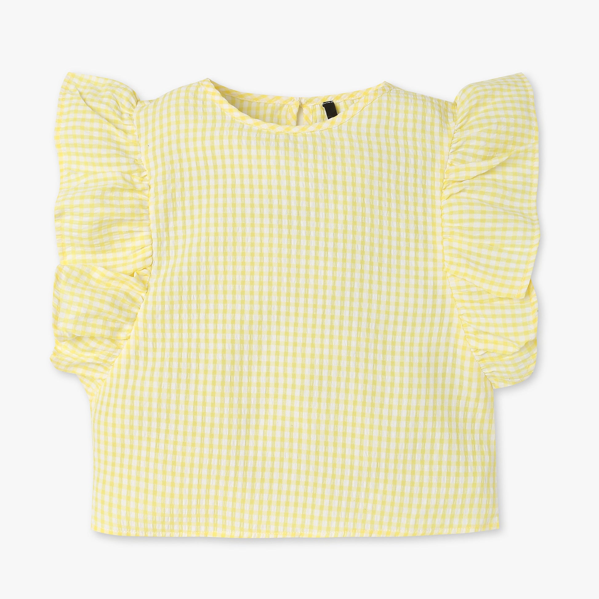 Girls Checkered Viscose Cropped Top