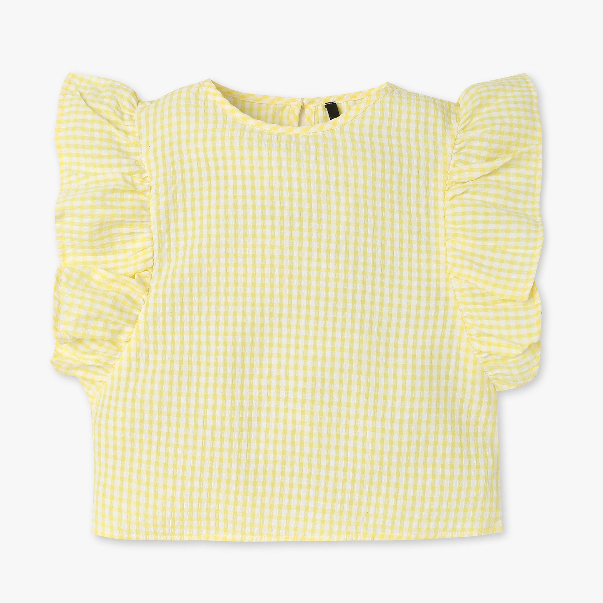 Girls Checkered Viscose Cropped Top