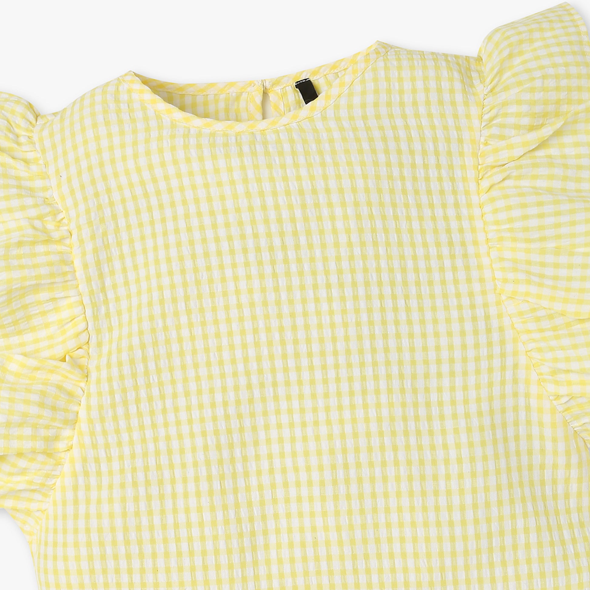 Girls Checkered Viscose Cropped Top