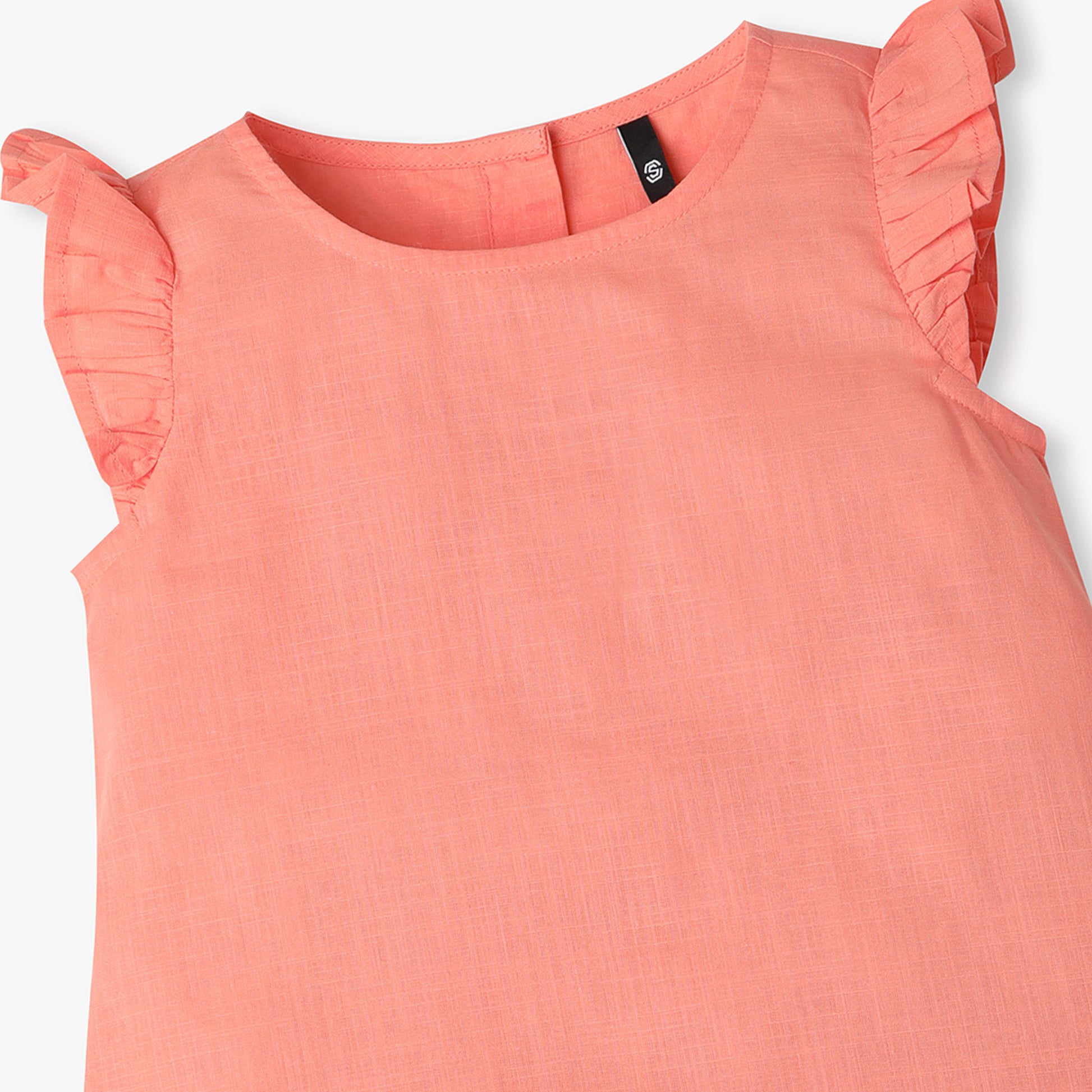 Girls Regular Fit Round Neck Solid Top