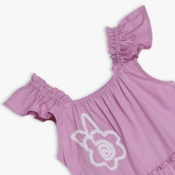 Girls Lace Pattern Woven Top