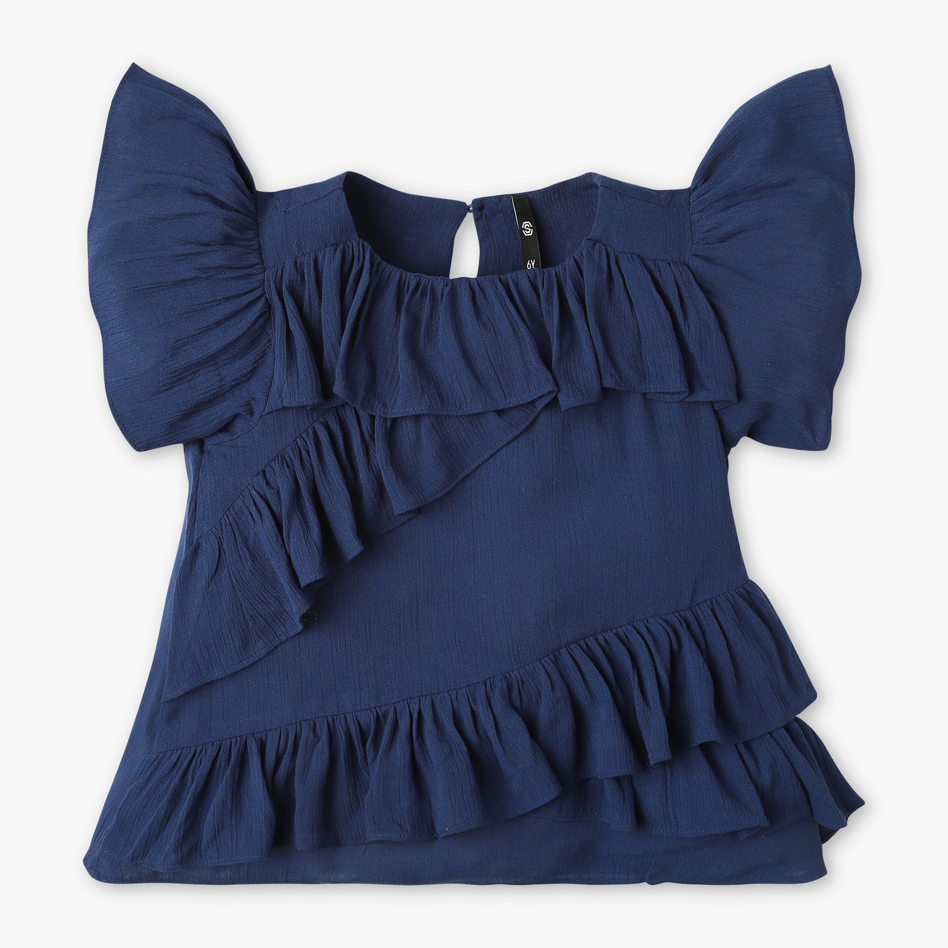 Girls Regular Fit Solid Round Neck Short Sleeve Top