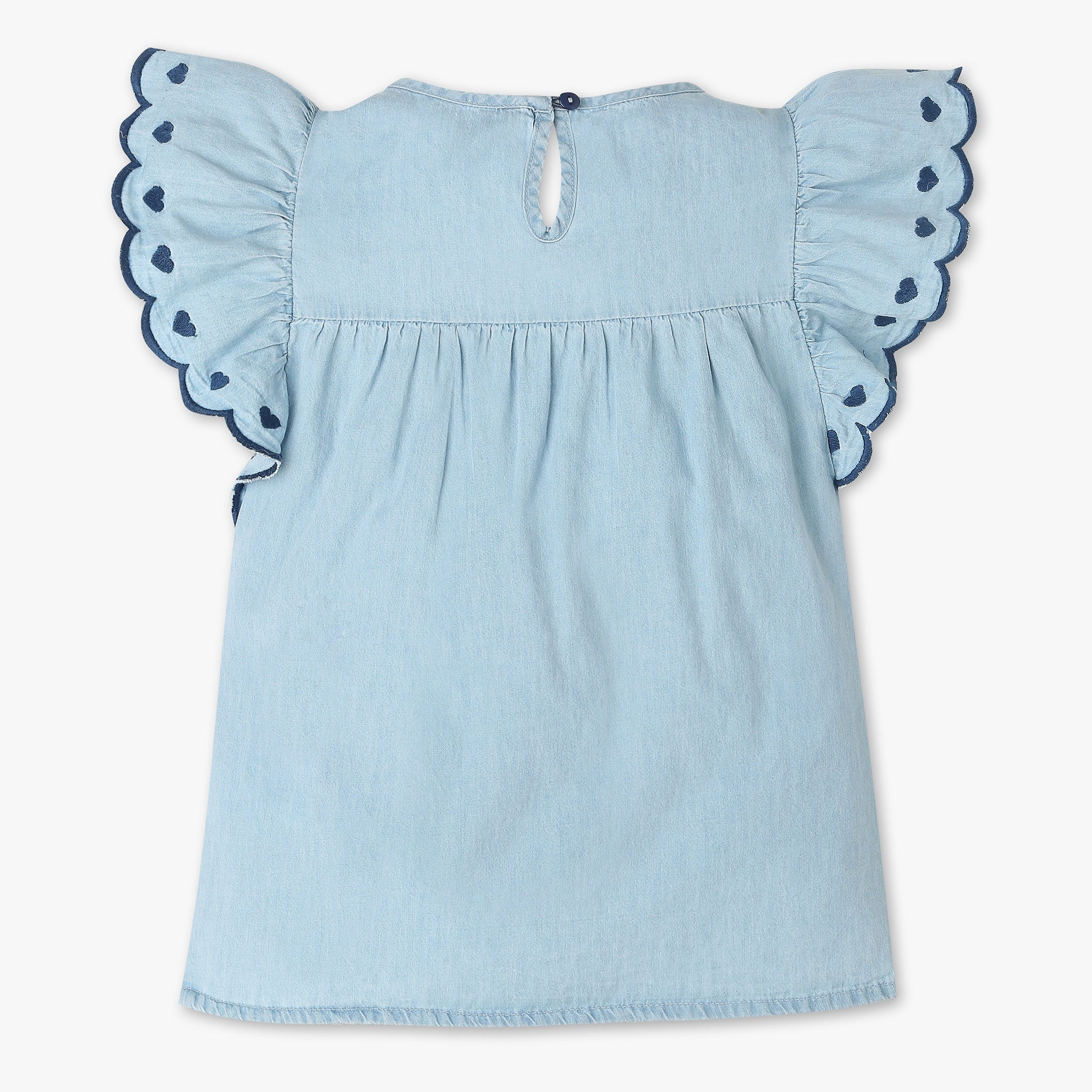 Girls Butterfly Sleeve Denim Top