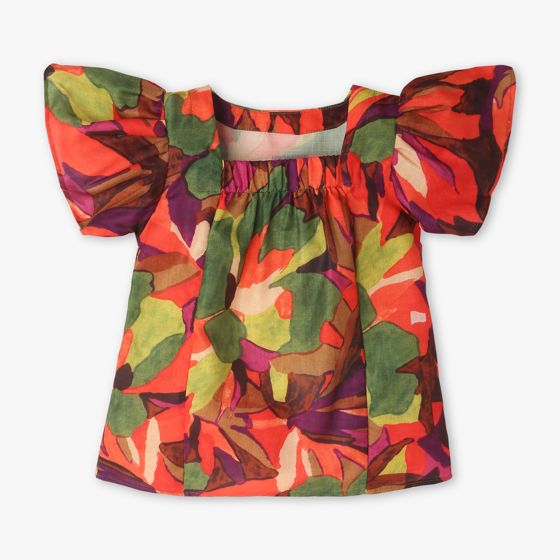 Girls Square Neck Printed Top