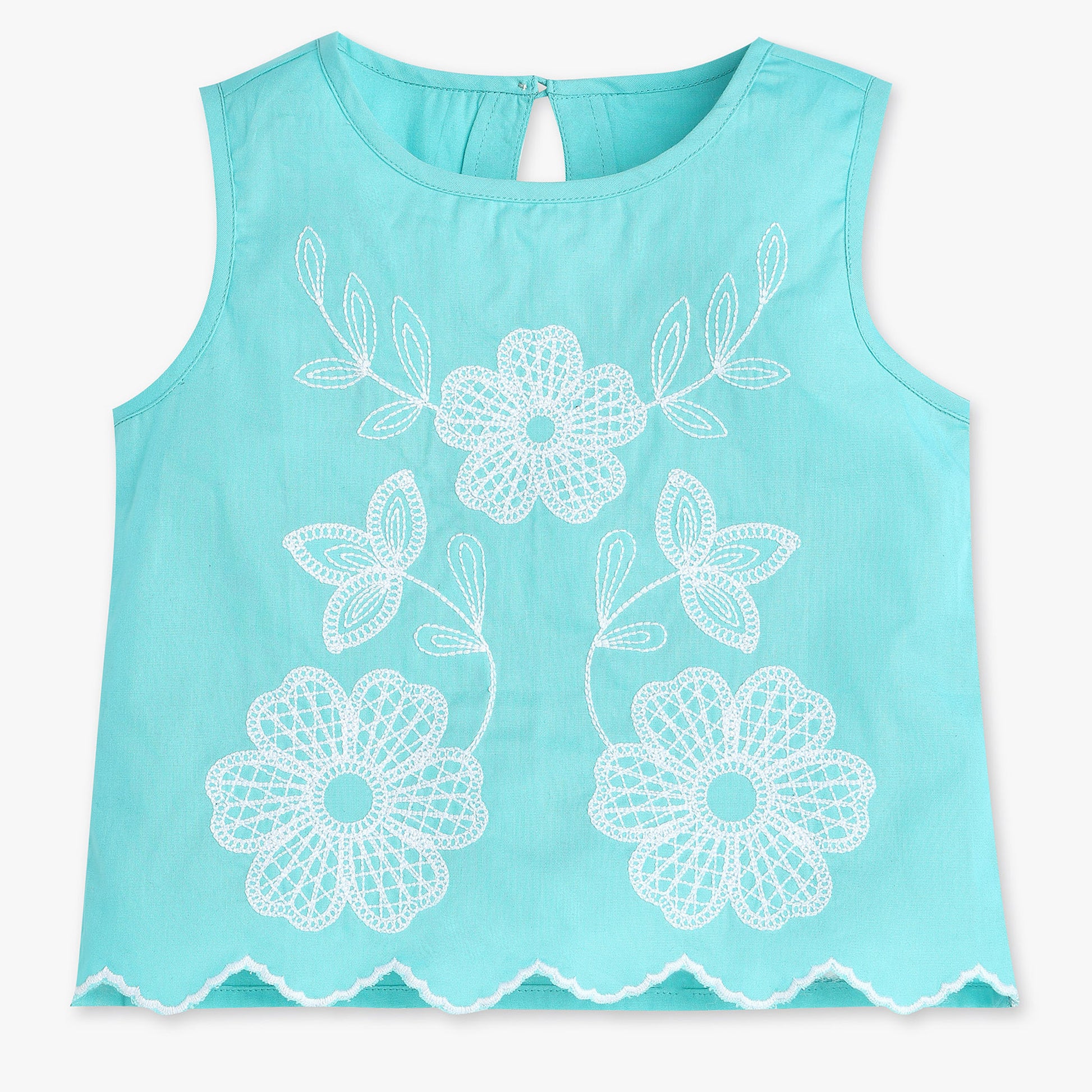 Buy Girls Regular Fit Embroidered Sleeveless Top  - Style Union