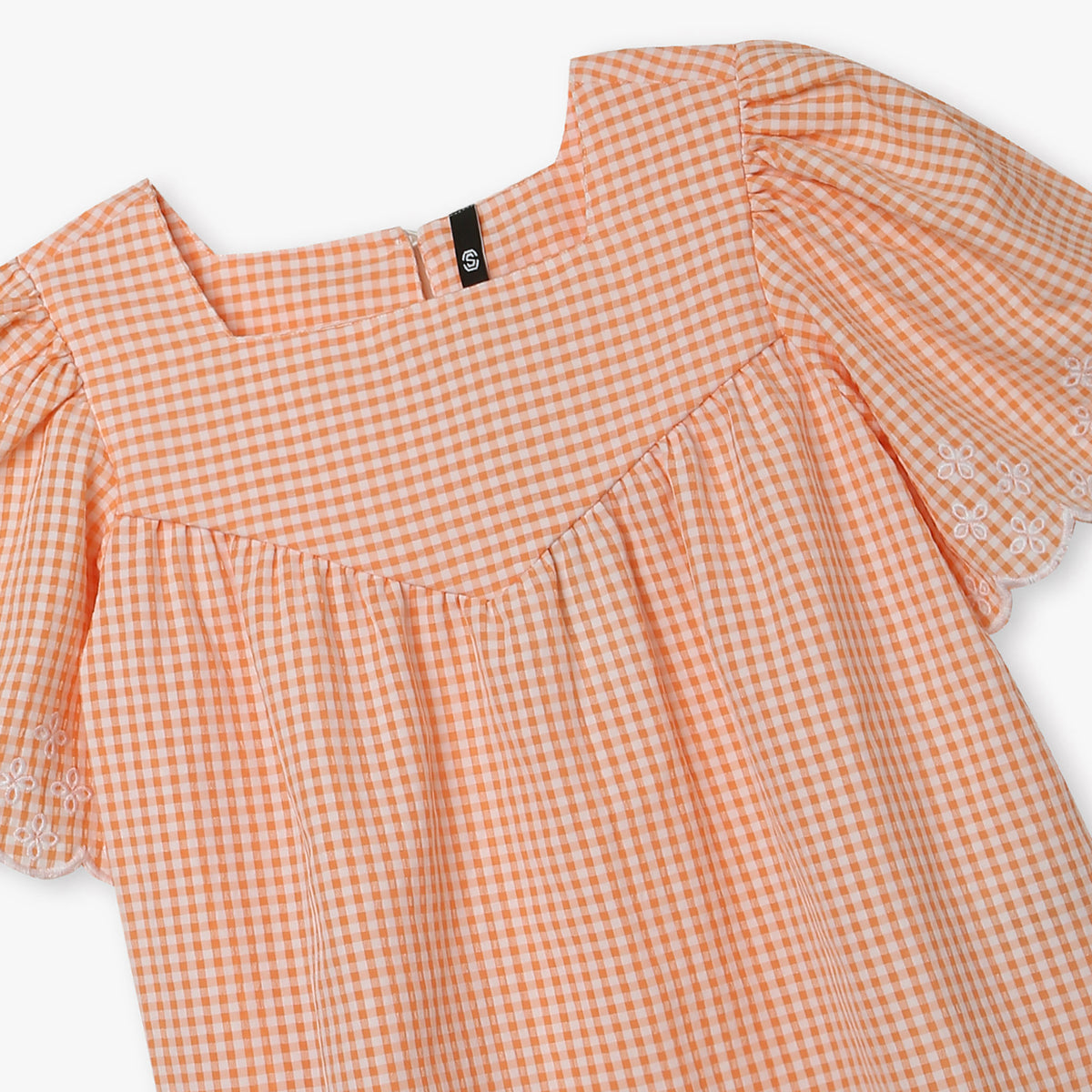 Girls Cotton Fabric Checkered Top