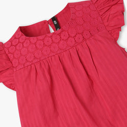 Girls Cotton Fabric Ruffle Sleeve Top