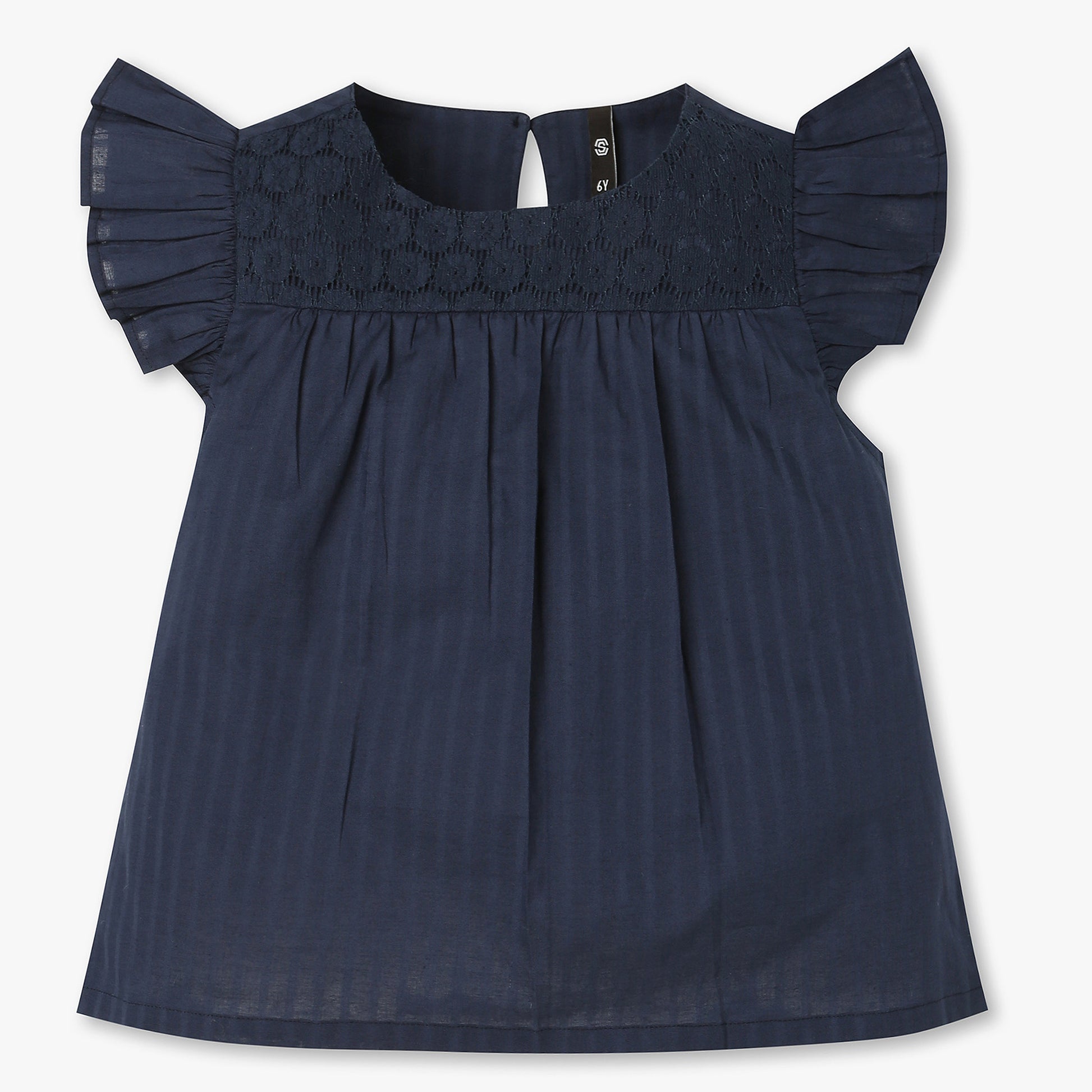 Girls Cotton Fabric Ruffle Sleeve Top