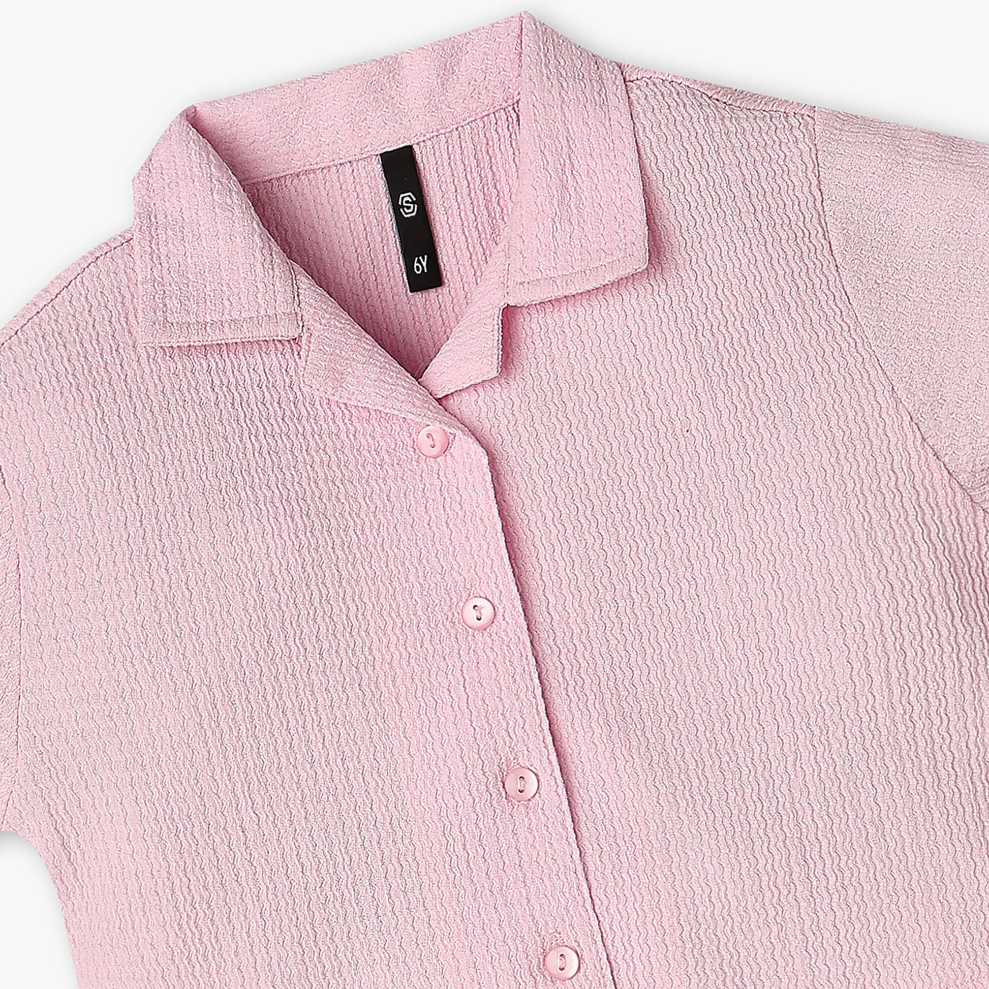 Girls Structured Camp Collar A-Line Top