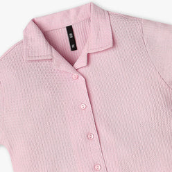 Girls Structured Camp Collar A-Line Top