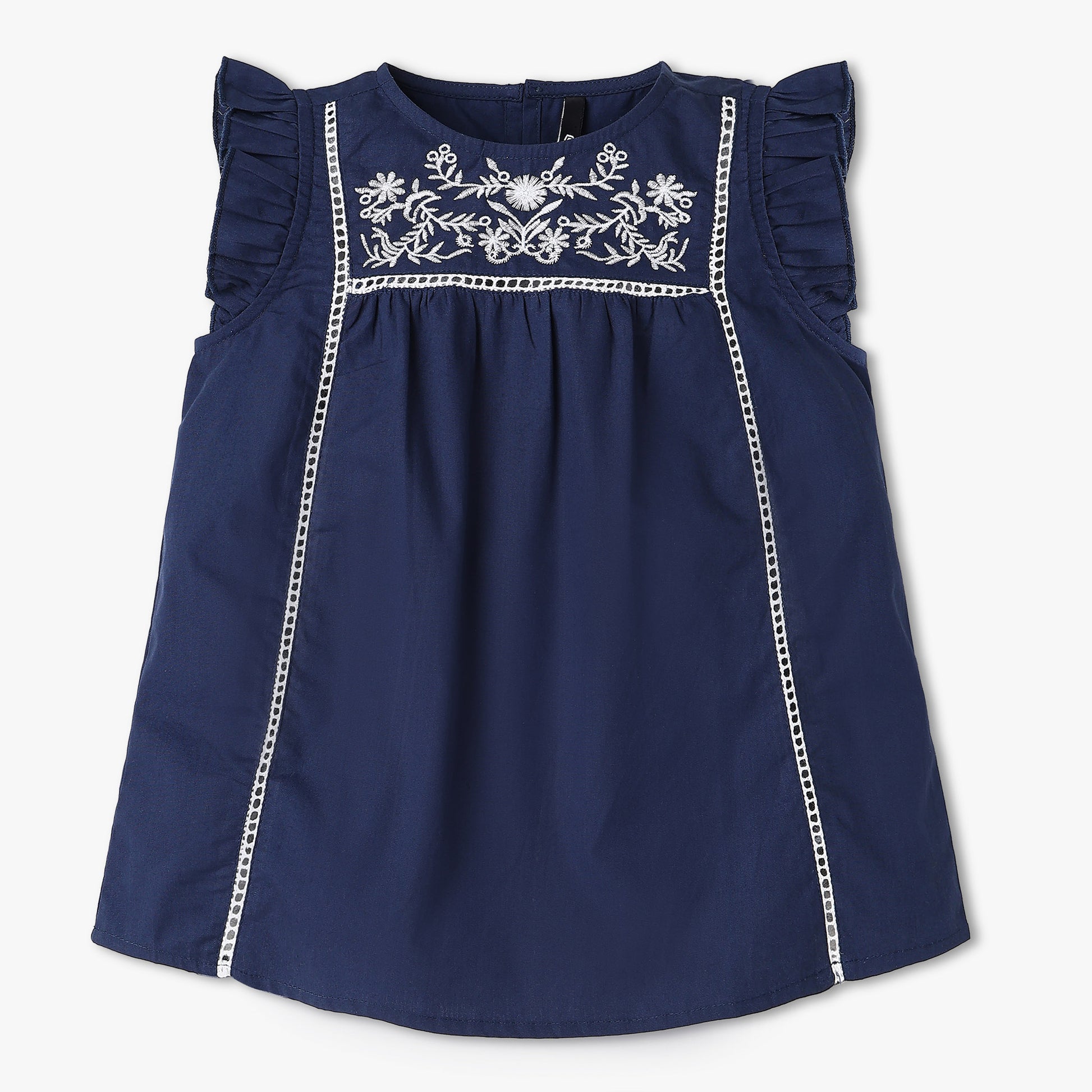 Girls Embroidered Woven Sleeveless Top
