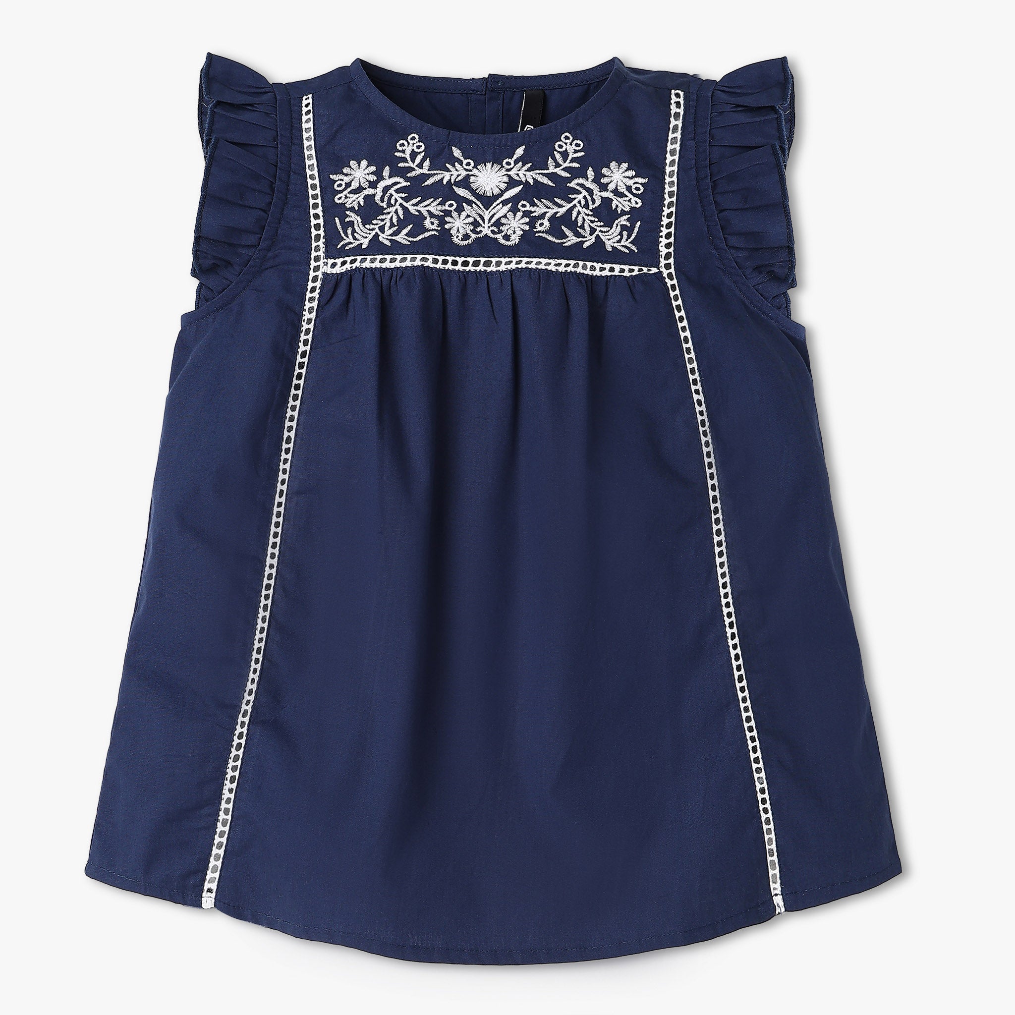 Girls Embroidered Woven Sleeveless Top