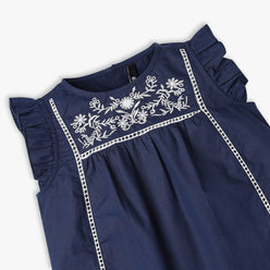 Girls Embroidered Woven Sleeveless Top