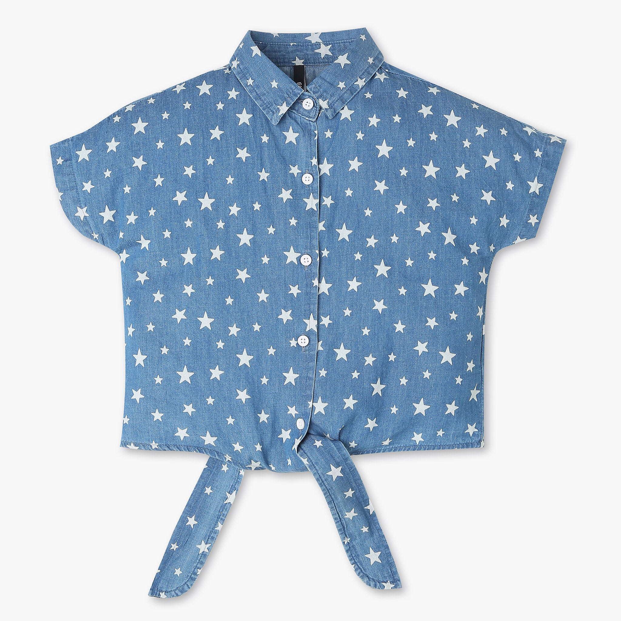 Girls Half Sleeve Denim Crop Top