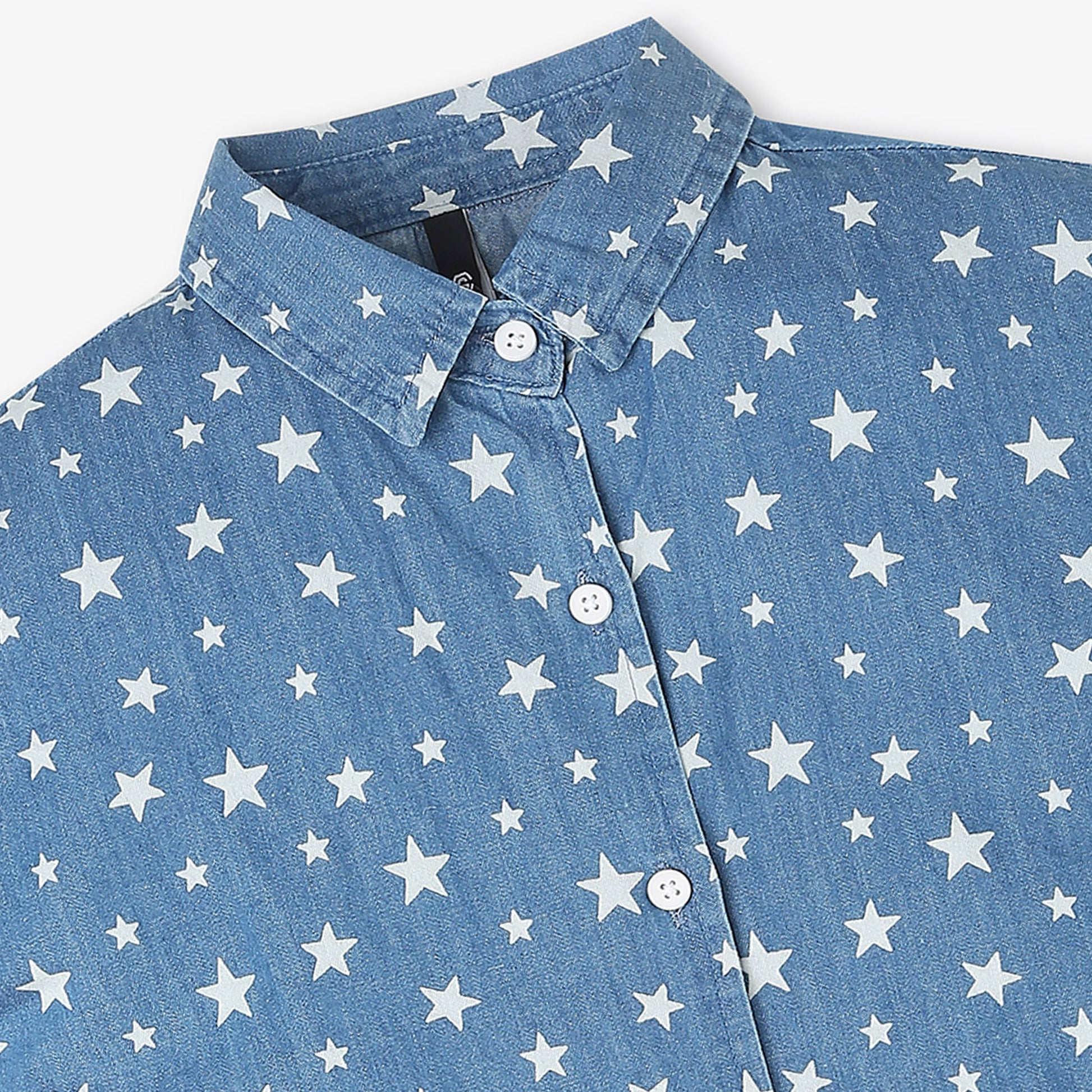 Girls Half Sleeve Denim Crop Top