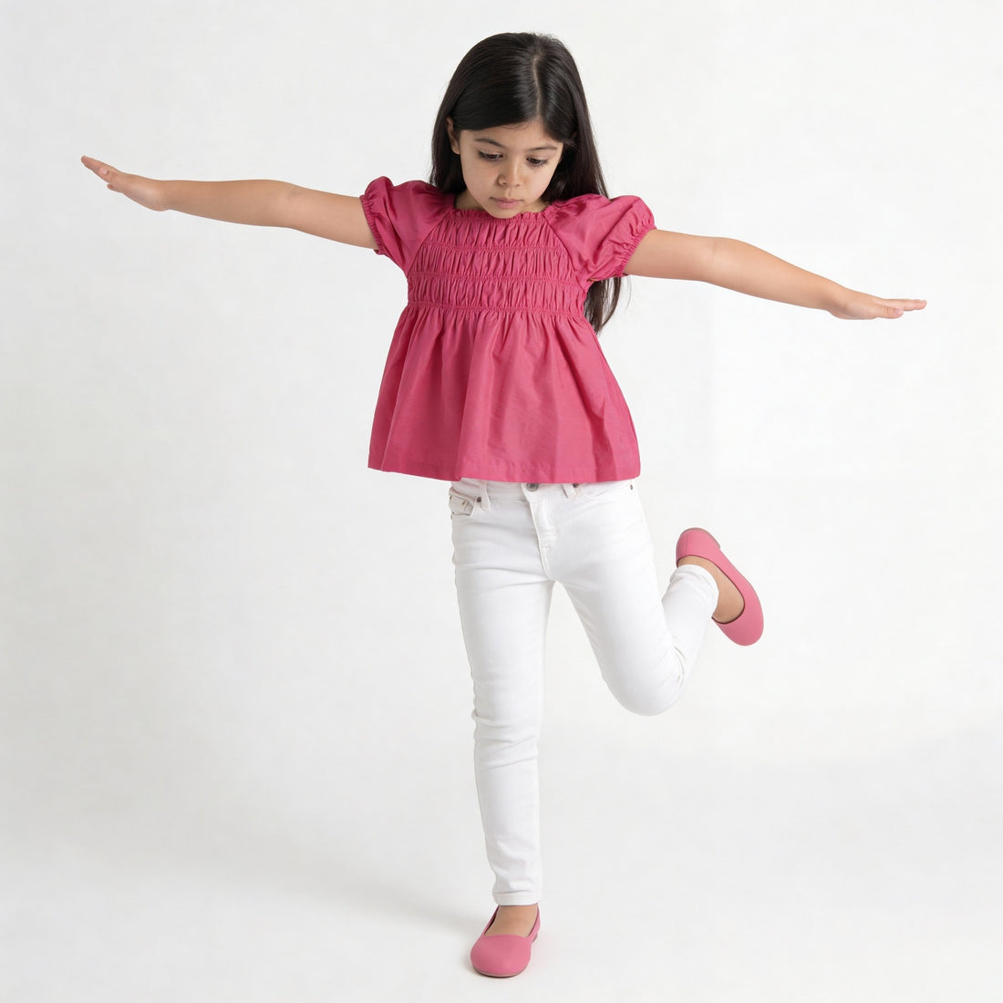 Girls Solid Woven Top