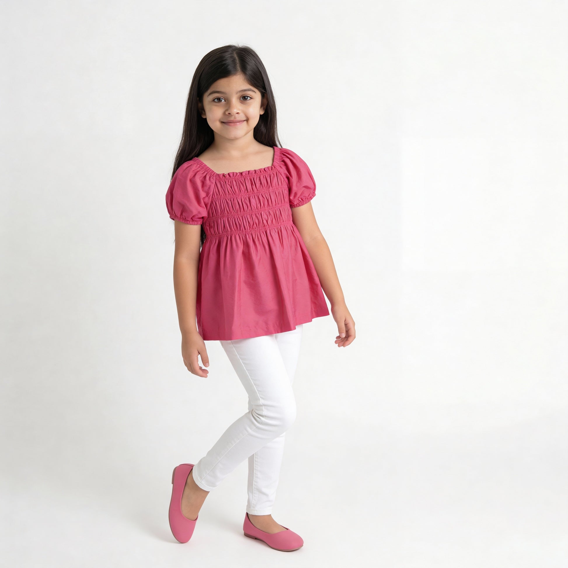 Girls Solid Woven Top