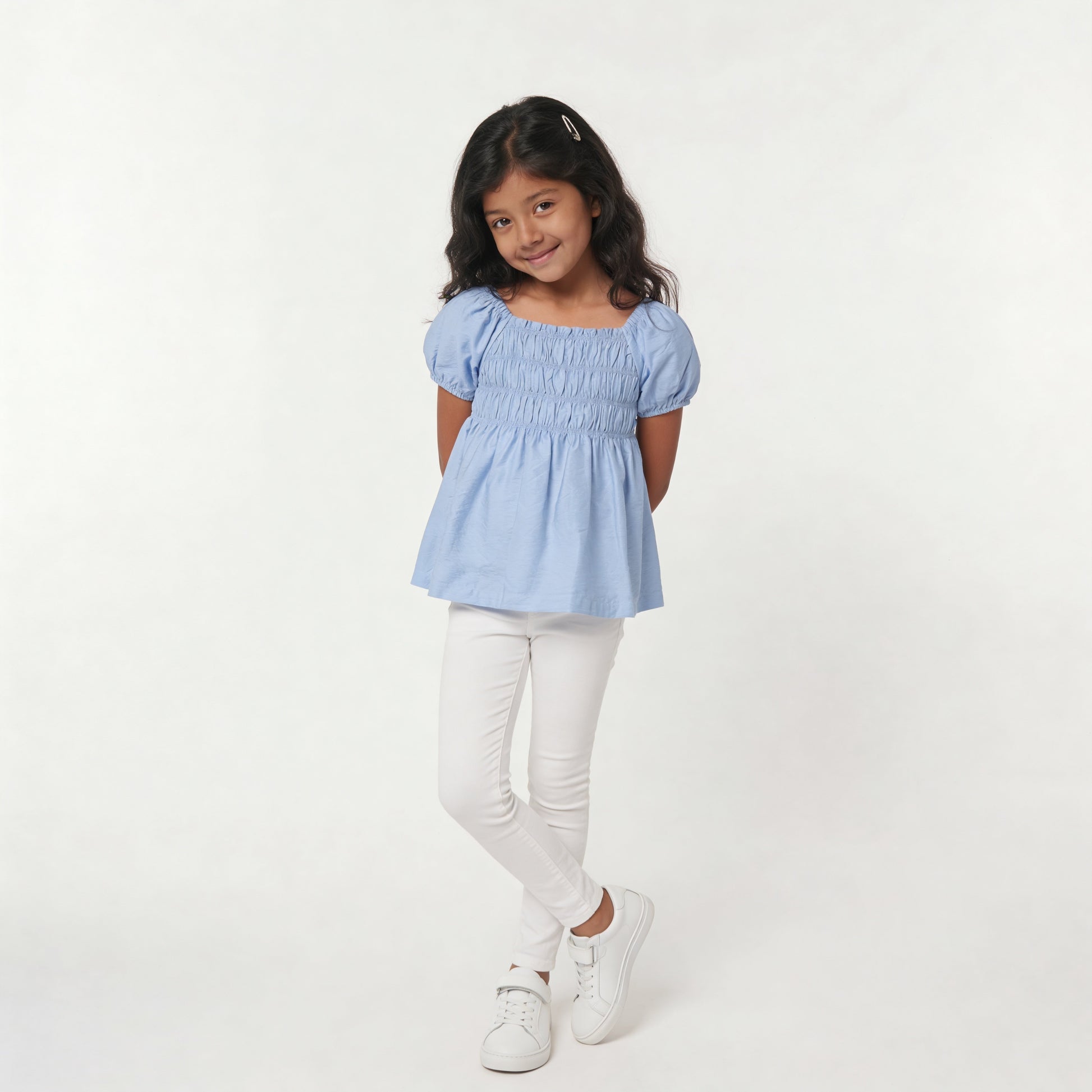 Girls Solid Woven Top